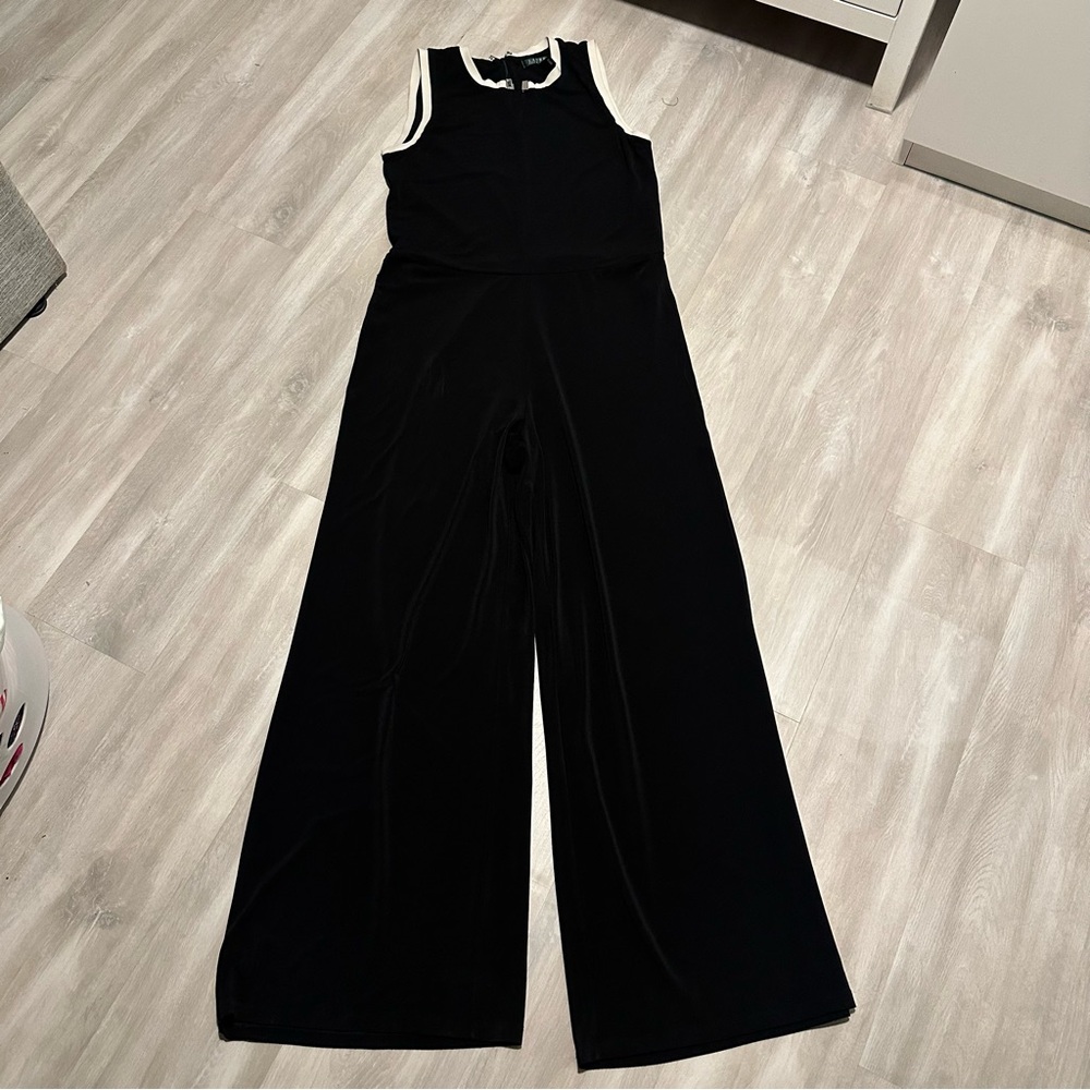 Lauren Ralph Lauren Black Stretch Sleeveless Jumpsuit Sz L